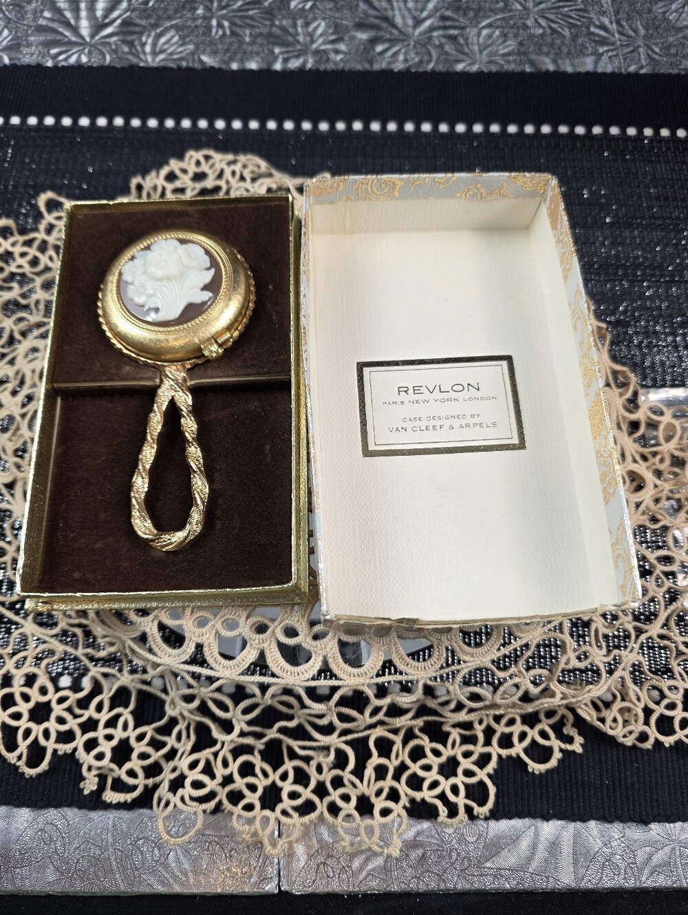 Revlon Demi-Tasse Cameo Hand Mirror And Compact Set